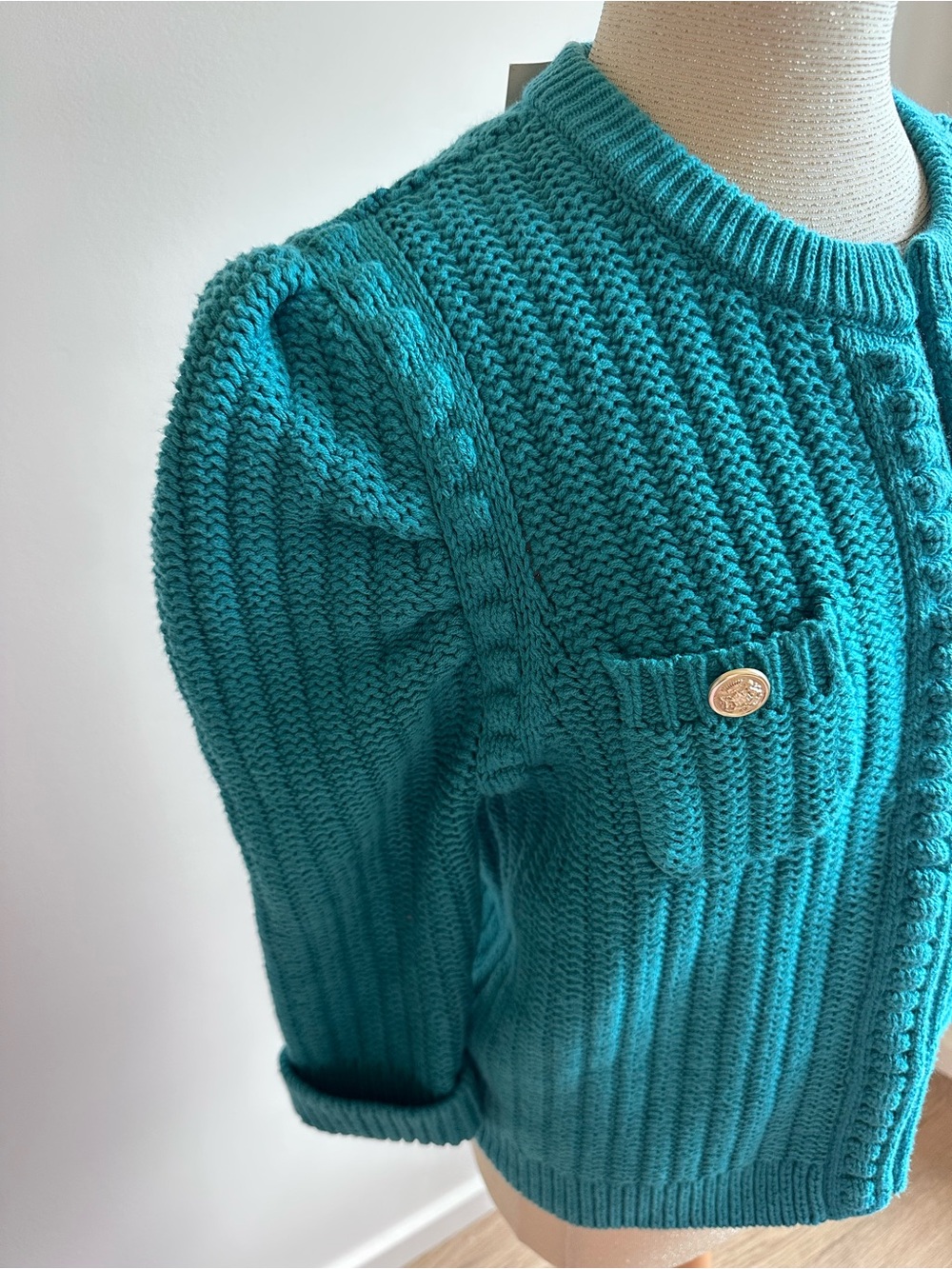 NWT Tyler Böe Cotton Blend Knit Jacket in Agean Size Medium - Picture 4 of 9